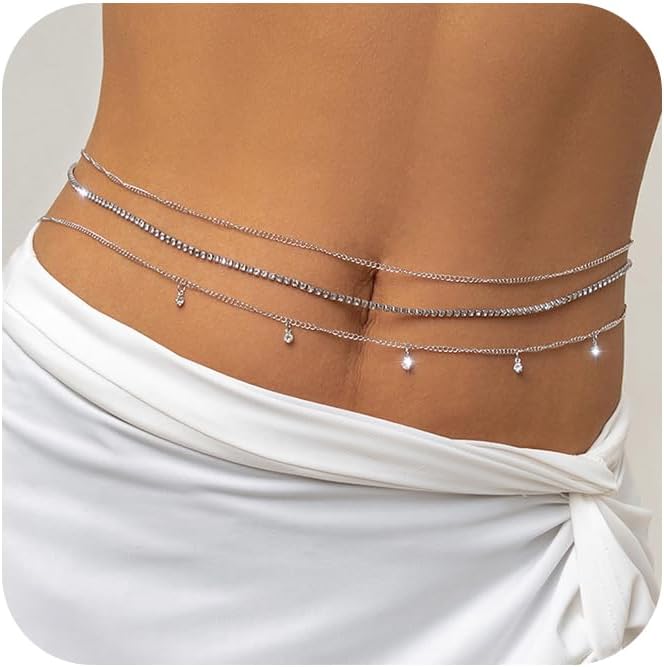 MODRSA Body Chain Belly Chain Silver Gold Waist Chain Body Chain Jewelry for Women Body Jewelry for Women Waist Chains Belly Chains for Women Chain Bra Lingerie - Image 1
